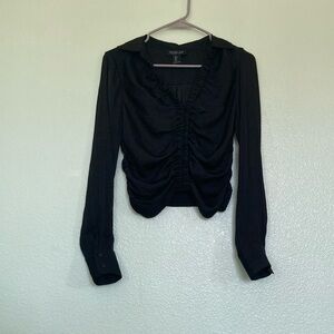 Black Long Sleeve Ruched Top
